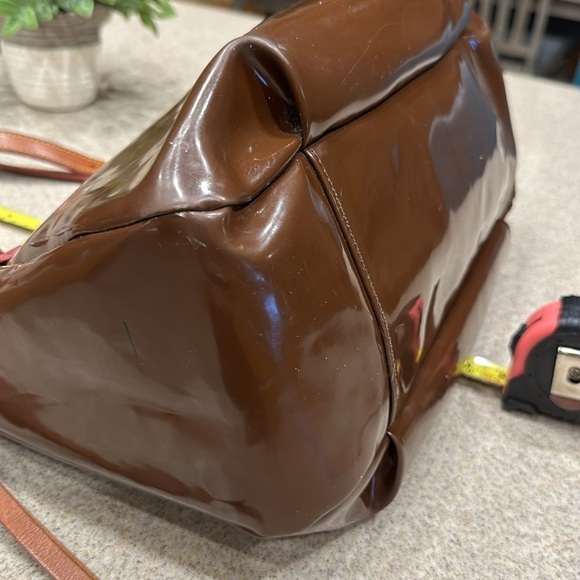 Dooney & Bourke Brown Patent Leather Large Handbag Bag - Picture 4 of 14